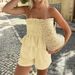Women's Clothing Casual Simple Tube Top Ruffled Shorts Suit_ecoleips.com