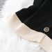 Fashionable And Stylish Sports Contrast Color Short Sleeved Knitted Jacket Top + Wide Leg Pants Two Piece Temperament Women's Suit_ecoleips.com