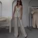 Women's Clothing Solid Color Sleeveless Slim Vest Temperament Commuter Pants Suit_ecoleips.com