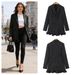 Striped Double-Breasted Blazer – Asymmetric Peplum Hem Tailored Jacket With Kinetic Hem_ecoleips.com