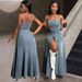 Women's Clothing Fashion Temperament Medium Length Single Breasted Suspender Denim Dress_ecoleips.com