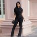 Women's Clothing Elegant Slim Fit Jumpsuit Fashion Solid Color Wide Leg C7651 European American Style_ecoleips.com