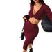 Voya Women's Sexy Versatile Fashion Set For Spring And Summer, New Wine Red Top Two-piece Set_ecoleips.com