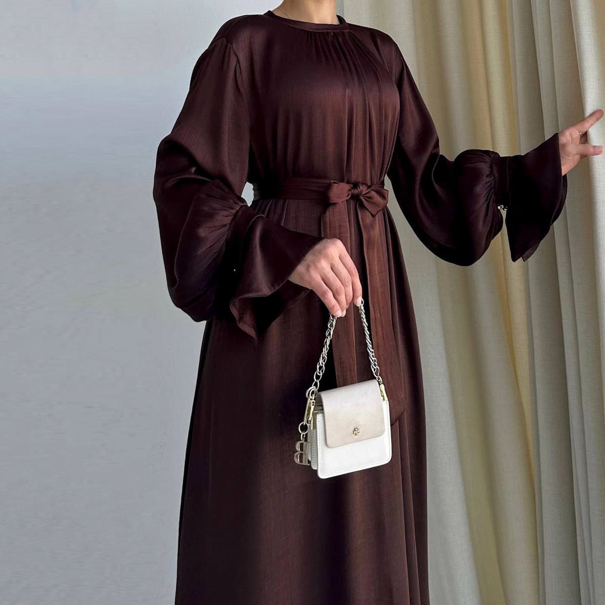Women's Clothing Elegant Satin Long Skirt_ecoleips.com