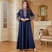 Women's Ethnic Style Embroidered Abaya Robe New Cross Border Fashion Elegant Long Sleeve Dress Skirt for Muslim Women_ecoleips.com