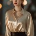 Women's Clothing Shirt Women's Spring New Champagne Color Temperament Fashion Versatile Professional Shirt Foreign Style Drape Long Sleeve Top_ecoleips.com
