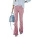 K Women's Pure Color High-waist Slim-fit Flared Pants With Elastic Waist; Casual Pants. No Bag_ecoleips.com
