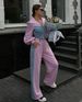 Aria Basics 2025 Cross-Border European And American Style Fashion Casual Sweatshirt Denim Patchwork Hooded Top Long Pants Two-Piece_ecoleips.com