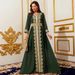 Women's Clothing Green Elegant Retro Lace Dress Ladies Belt V Neck Long Sleeve_ecoleips.com