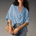 Women's Summer Short-Sleeved Collared Casual Loose Top Solid Color Shirt_ecoleips.com