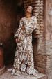 Women's Clothing Deep V Mesh Embroidery Puff Sleeve Backless Dress_ecoleips.com