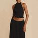 Women's Sexy Halter Neck Set Sleeveless Backless Multi Color Full Skirt Ensemble_ecoleips.com