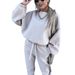 Women's Clothing autumn and winter new fashion solid color sweatshirt casual two piece set_ecoleips.com