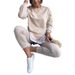 Trendy Autumn Splicing Fake Two-Piece Sweatshirt & Sweatpants Set – Stylish & Comfortable (S-5XL, Bluish/Orange/Black/Apricot/Pink/Greyish)_ecoleips.com