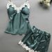 New Imitation Silk Black Home Clothes Two Piece Suit Fashionable And Comfortable Lace Pajamas Set_ecoleips.com