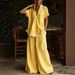 Women's Summer Comfort Outfit Casual Short Sleeve Shirt And Loose Fit Pants Two Piece Set_ecoleips.com