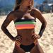 European And American Style Women's Swimsuit Trendy Sexy Two Piece Bikini Plain Fabric Striped Design 2020_ecoleips.com