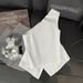 Elegant Solid Color Sleeveless Blouse – Open Front Knit Shirt In White/Burgundy/Beige/Brown, Versatile For Office & Evening Wear_ecoleips.com