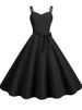 Women's Vintage 50s High Waist Summer Dress Elegant Spaghetti Strap Sundress For Evening Party Solid Color_ecoleips.com