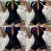 Women's Black Splicing Color Zipper Swimsuit Short Sleeved One Piece Competitive Sports Boxer Tights European American Style_ecoleips.com