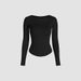 Voya Women's Clothing Popular European And American Fashion Casual Slim Fit High Elasticity Knitted Long Sleeved T-shirt Top_ecoleips.com