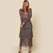 Elegant High-Waisted Floral Print Maxi Dress With Asymmetrical Hem For Work & Evening Wear Artistic Asymmetrical Hem_ecoleips.com
