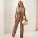 Women's Clothing Plaid Sleeveless V Neck Lace Up Vest Top Straight Casual Trousers Suit_ecoleips.com