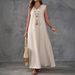 Elegant Sleeveless V-Neck Side Slit Maxi Dress For Women - Summer A-Line Flowy Long Dress In Solid Colors (S-XXL)_ecoleips.com