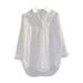Women's Clothing Double Pockets Short Front And Long Back White Cotton Shirt Autumn Loose Literary Bf Style Casual Shirt_ecoleips.com