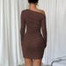 Cross-border Foreign Trade Ins European And American Solid Color Slim-fit 2025 Autumn New One-shoulder Long-sleeve_ecoleips.com