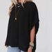 Cross-border European And American Women's Clothing TK2025 Twisted Stripe Round Neck Bat Sleeve Spliced Slit_ecoleips.com