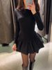 TARUXY Ruffled Splice Mini Dress For Women Solid Long Sleeve Office Lady Dress 2025 Spring New Slim Female Casual Frill Dress_ecoleips.com