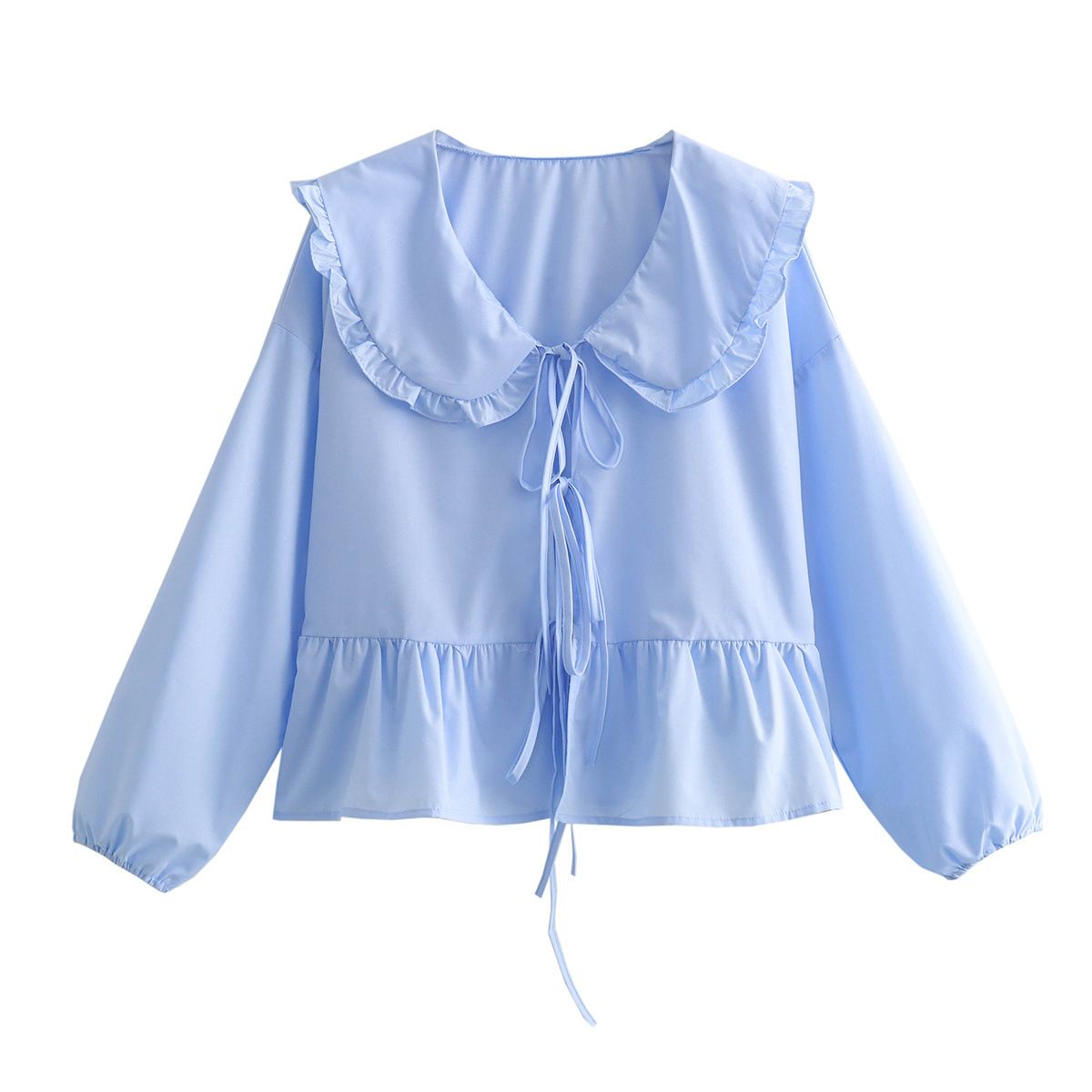 Spring New Women's Peter Pan Collar Lace Shirt Top Fashionable Casual Versatile 3 Colors European American Style Clothing_ecoleips.com