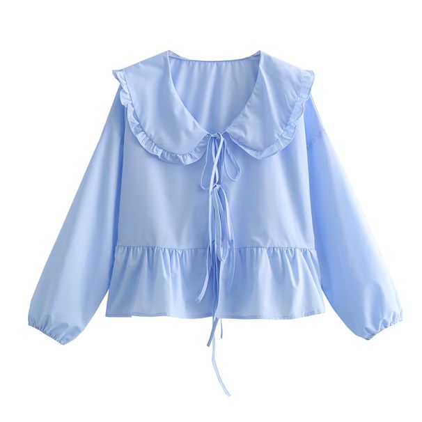 Spring New Women's Peter Pan Collar Lace Shirt Top Fashionable Casual Versatile 3 Colors European American Style Clothing_ecoleips.com