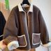 Women’s Chunky Knit Teddy Coat – Korean Winter Oversized Fleece Jacket With Patchwork Design & Acrylic Fur Trim_ecoleips.com