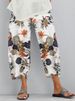 Women's Clothing Retro Print Loose Fit Casual Pants For Women Elastic Waist Regular Fit Spring/Autumn Summer Polyester Wish_ecoleips.com