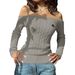 Diyun Fashion Simple Off-Shoulder Long Sleeve Sweater Knitted Women's Clothing 2025 Autumn Winter_ecoleips.com