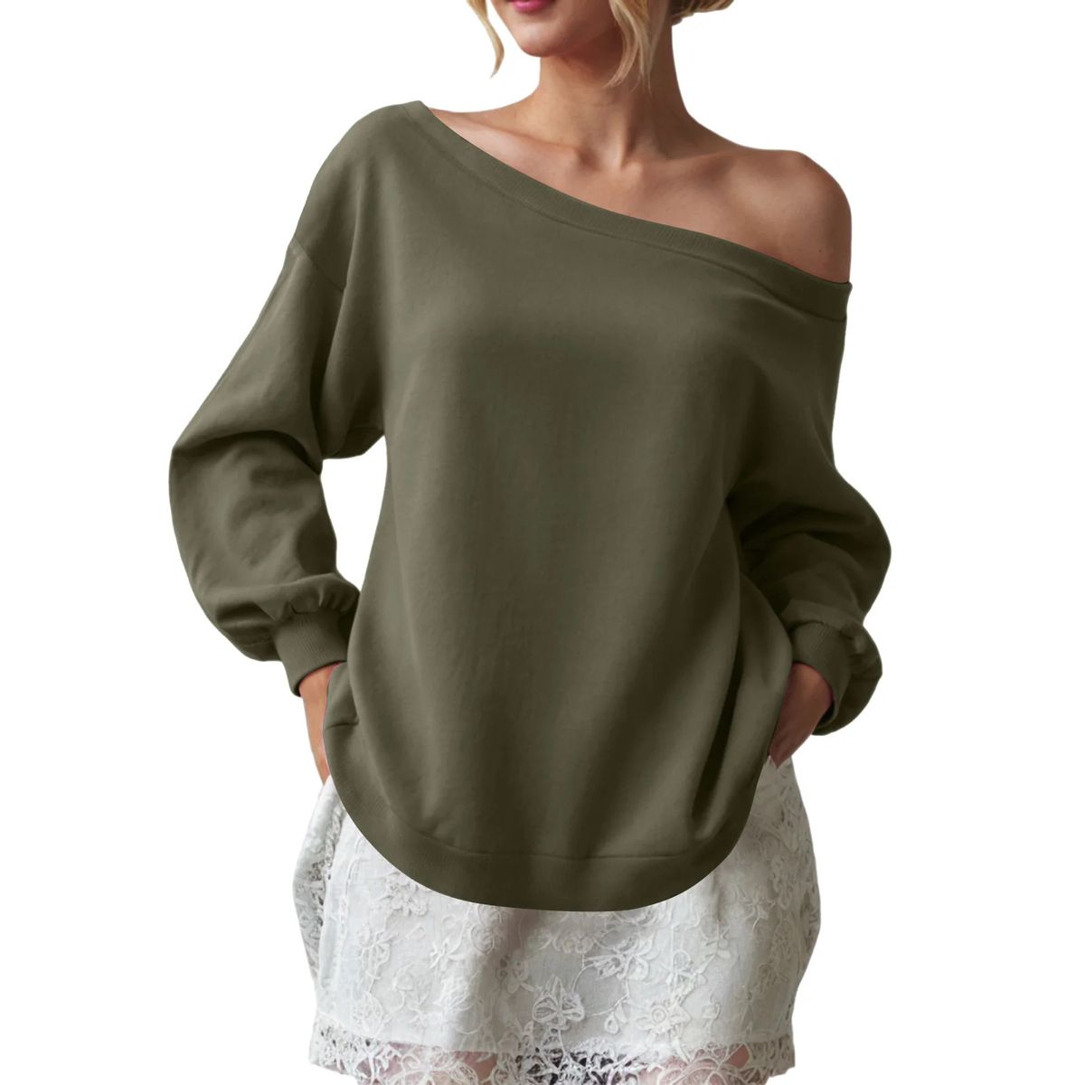 Tilted Hoodie For Casual Fashion Autumn/Winter Women's Pure Color With Slanted Collar_ecoleips.com