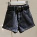 High Waisted Denim Shorts for Women Loose Fit Slimming Roll Hem Wide Leg a Line Hot Pants Korean Style Summer 2020 Trendy_ecoleips.com