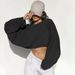 K Women's Short Sports Vest With A Round Neck And A Cropped Top; A T-shirt With Long Sleeves_ecoleips.com