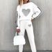 Women's Oversized Sweater Fabric Two Piece Set European American Style Heart Print Fleece Lined Casual 250g 9019 Print_ecoleips.com