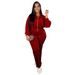 TW575 Women's Fashion Long Sleeved Lapel Zipper Cardigan And Trousers Two Piece Winter Suit European American Style_ecoleips.com
