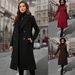 Elegant Double-Breasted Trench Coat - Women's Long Wool Blend Coat With Belt, Slim Fit Overcoat For Autumn/Winter_ecoleips.com