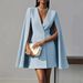 Women's Double Breasted Shawl Cape Dress Solid Color Autumn Fashion European And American Style Cross Border Trade Clothing_ecoleips.com