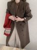 Luxury Double-Breasted Wool Coat – Longline Trench Coat With Notched Lapel (Cocoa/Taupe/Charcoal, S-M, Premium Outerwear)_ecoleips.com