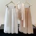 Women's High-Waisted Slimming Patchwork Midi Skirt Gentle Light Solid Color A-Line Mid-Length Flared Skirt for Summer Style_ecoleips.com