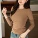 2025 #Double Sided Woolen # Premium Mousse Cashmere Soft Sticky T-Shirt Women's Long Sleeve 2025 Autumn/Winter New Style_ecoleips.com