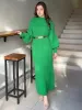 TARUXY Knitted Long Dress With Belt Women's Turtleneck Pullover Solid Sweater Dresses Fashion Long Sleeve Holiday Party Clothes_ecoleips.com