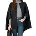 Elegant Batwing Sleeve Wool Cape Coat - Oversized Poncho Style For Women, Autumn Winter Fashion, Casual Loose Fit, Pure Color & Checkered Patterns_ecoleips.com