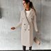 Women's Long Sleeve Double Breasted Trench Coat With Lapel Collar, Slim Fit Outerwear For Fall Winter, Solid Color Elegant Jacket_ecoleips.com